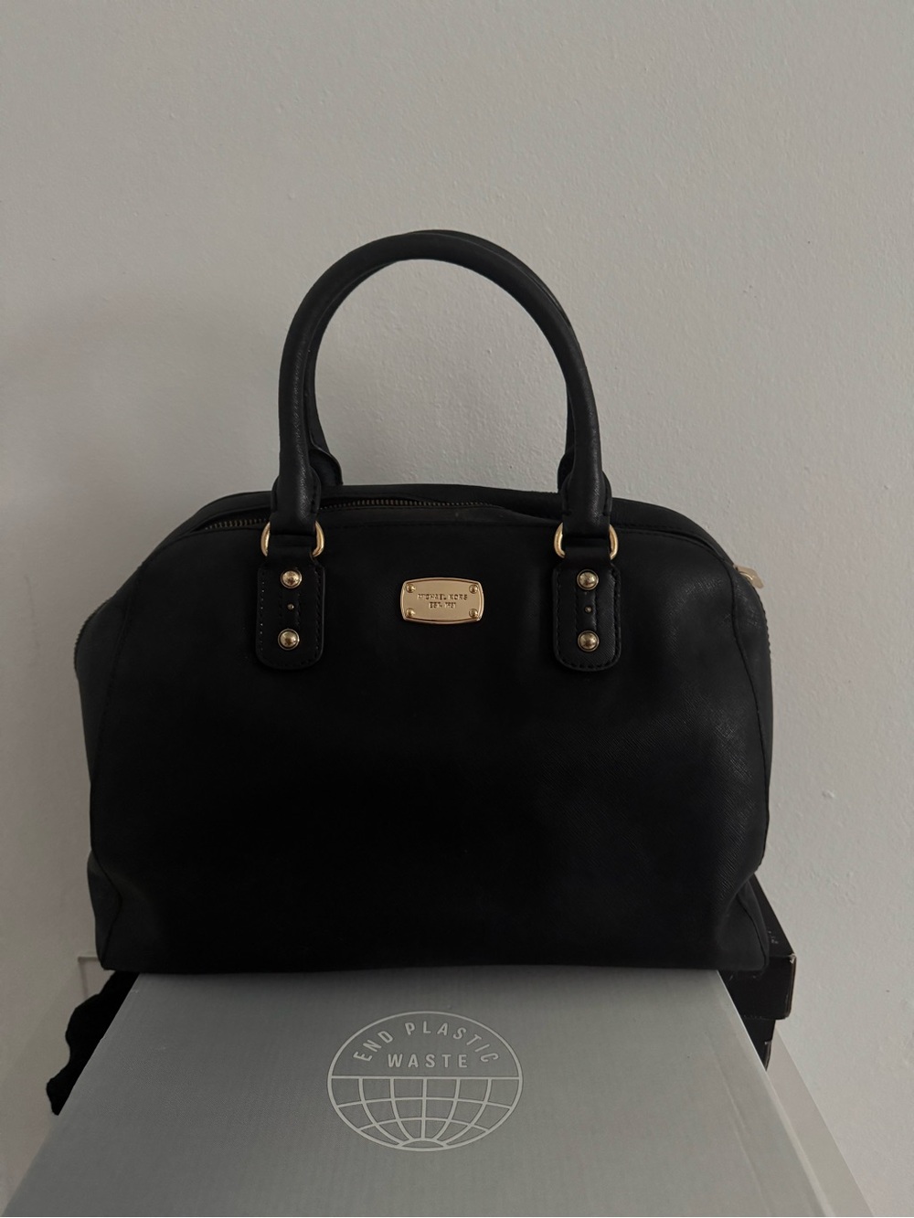 Coach Black Leather Satchel with Gold Hardware (see details)